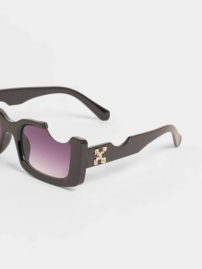 The Crunch Rectangular Sunglasses - Onyx Black