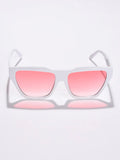 Pink Lens White Cateye Sunglasses