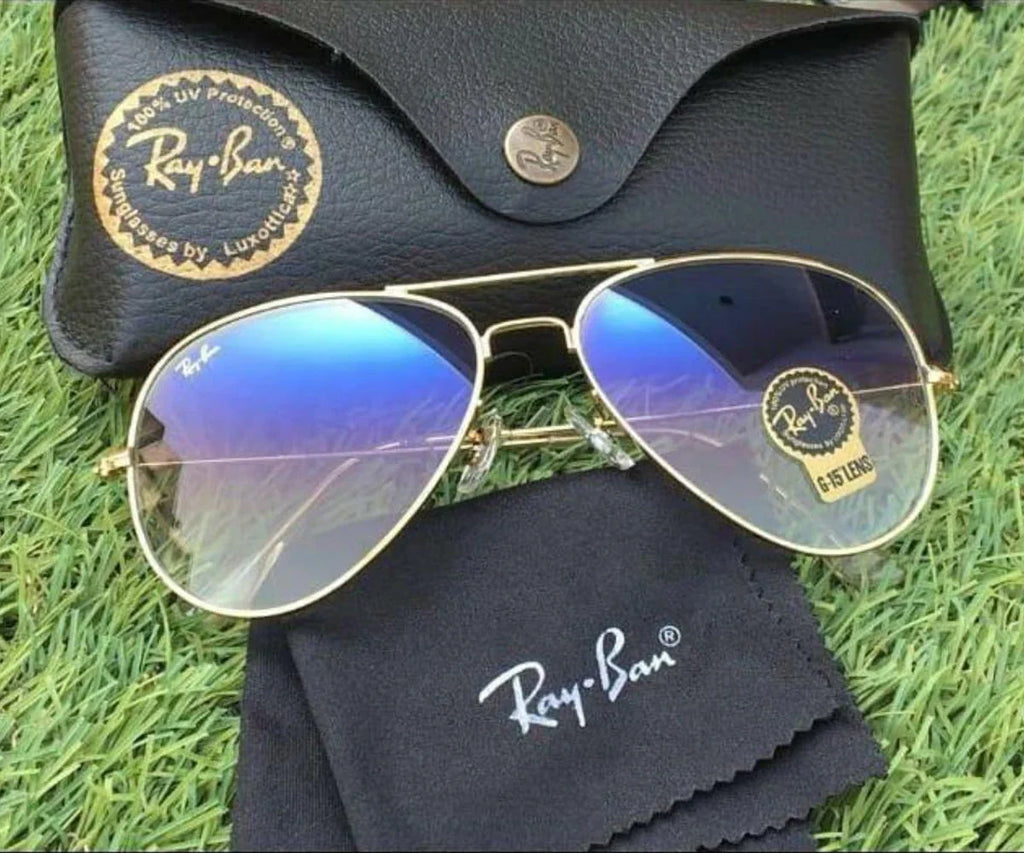 Best New Design Blue Shade & Gold Sunglasses For Men